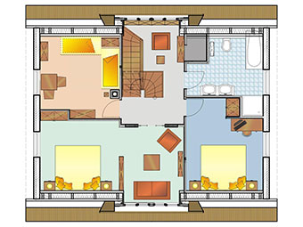 Grundriss des Dachgeschosses vom Ferienhaus Seeigel