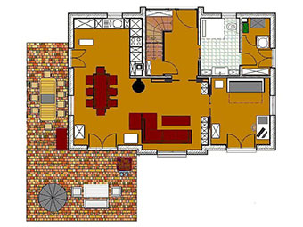 Grundriss des Erdgeschosses vom Ferienhaus Seeigel