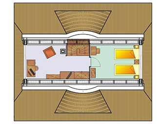 Grundriss des ausgebauten Spitzbodens vom Ferienhaus Seeigel